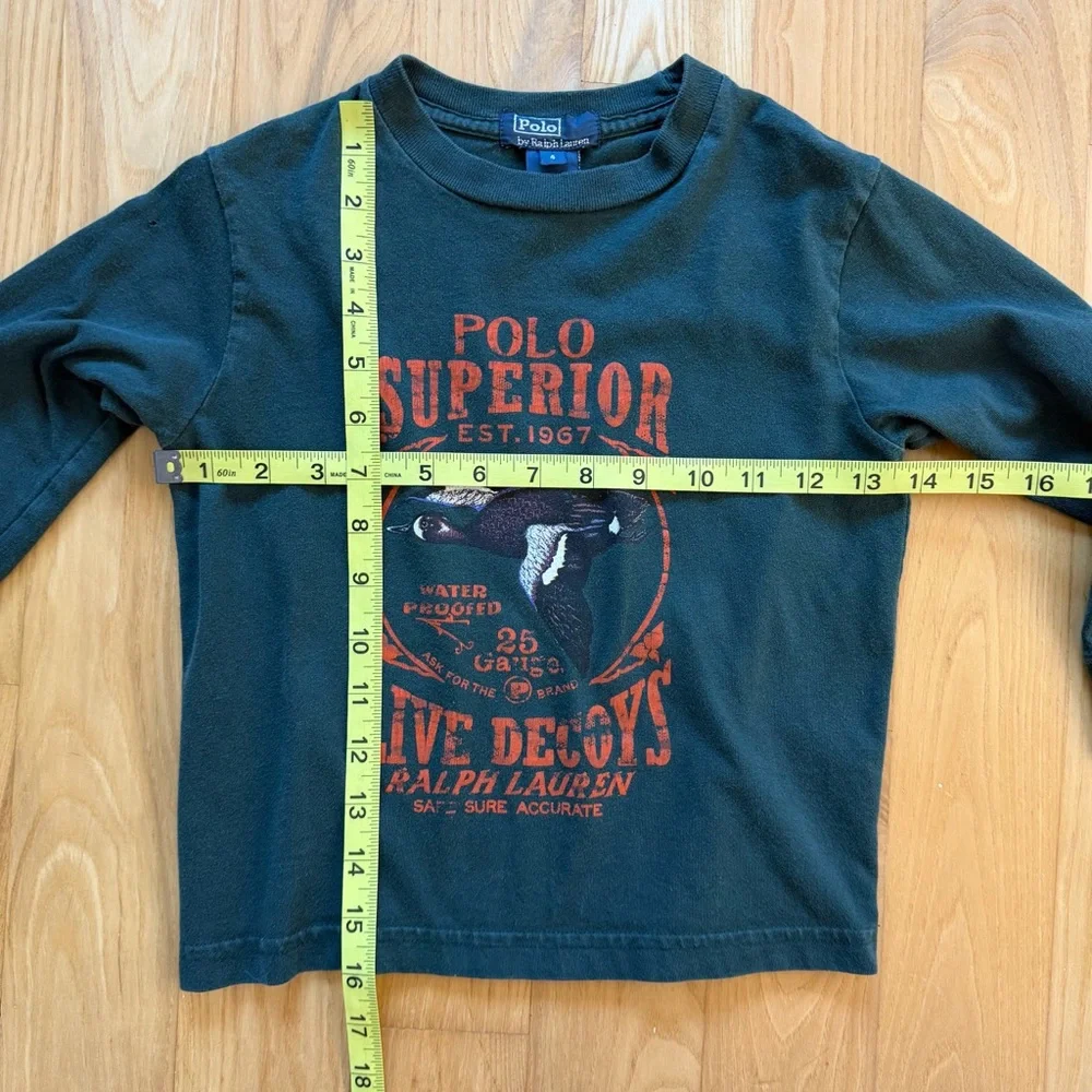 Polo Ralph Lauren Long Sleeve Shirt Green Live Decoy Duck Hunting Size 4
